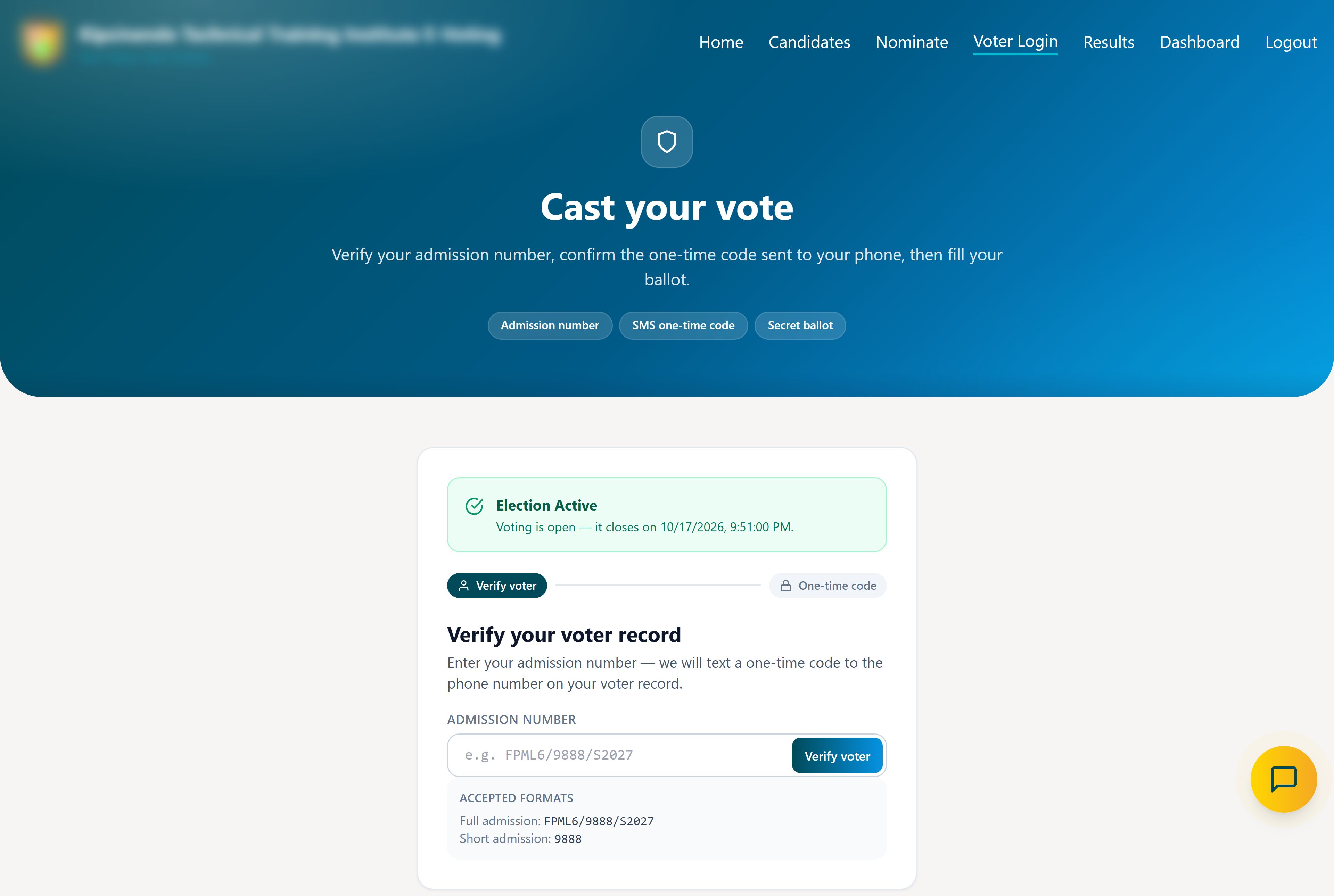 Verify your admission number